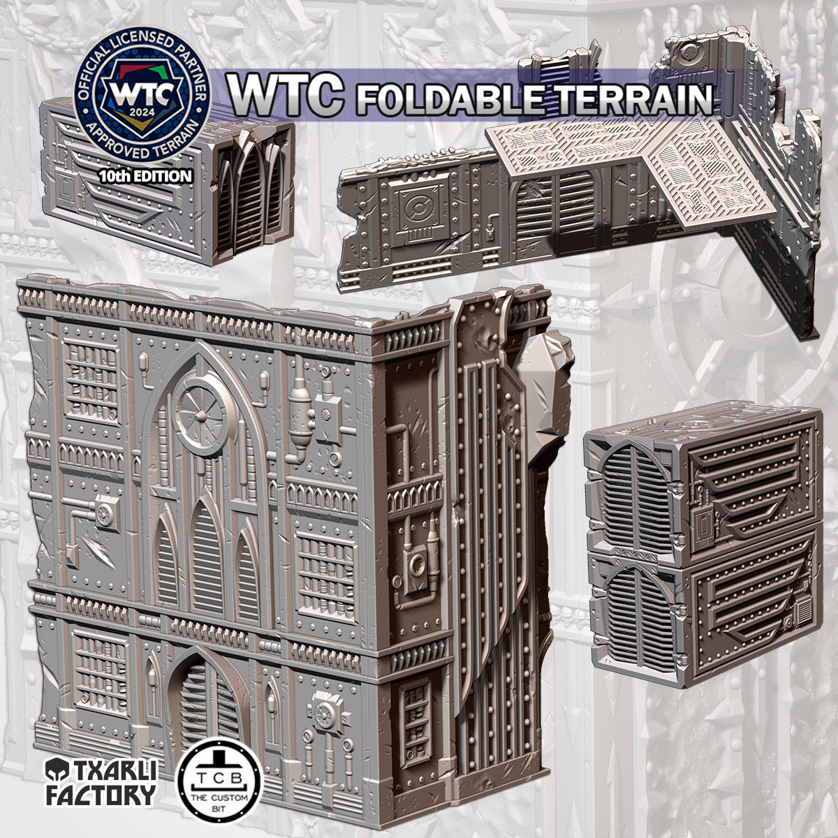 Industrial Small Ruin | WTC Foldable Terrain | Grimdark Tabletop Scenery