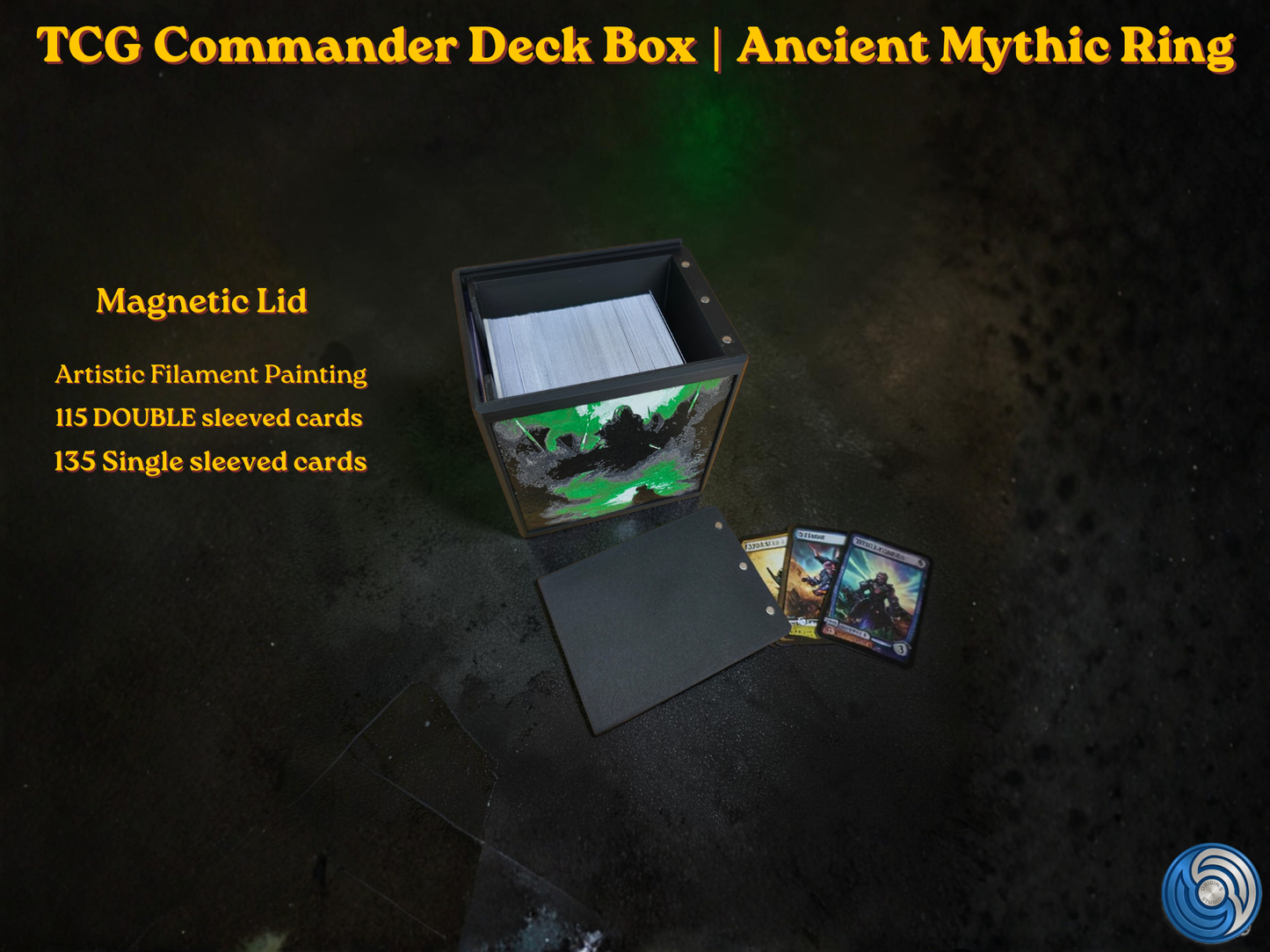 Glyphbound Calm Rune Riftbound Magnetic TCG Deck Box | HueForge Multi-Colour Art Panel | Green Calm Rune Edition | Compatible with Riftbound, Pokémon TCG, Yu-Gi-Oh! and MTG Draft | Holds 70 Double Sleeved Cards | UK Made by Origin·S Studio Rotherham | Gift for TCG Player