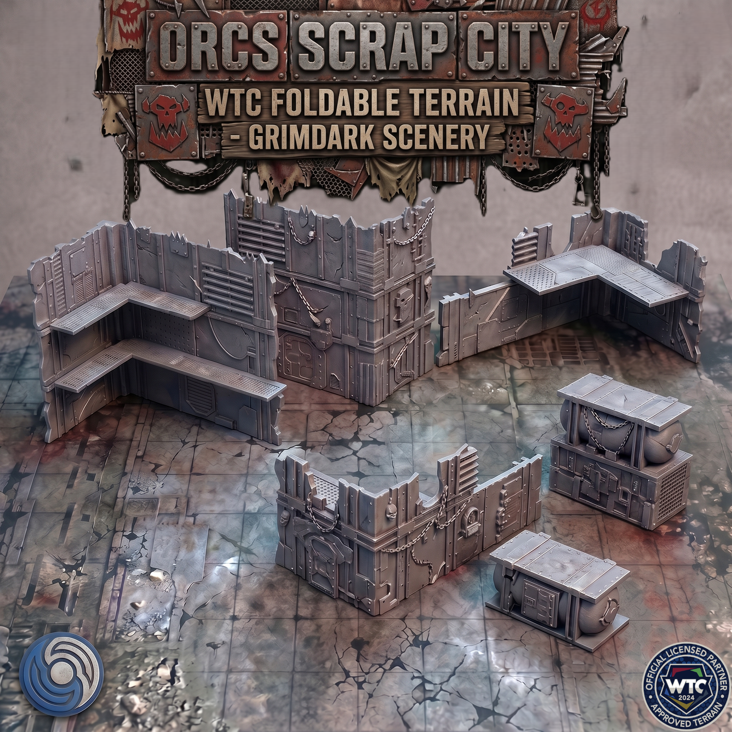 Orcs Scrap City WTC Foldable Terrain - Grimdark Scenery