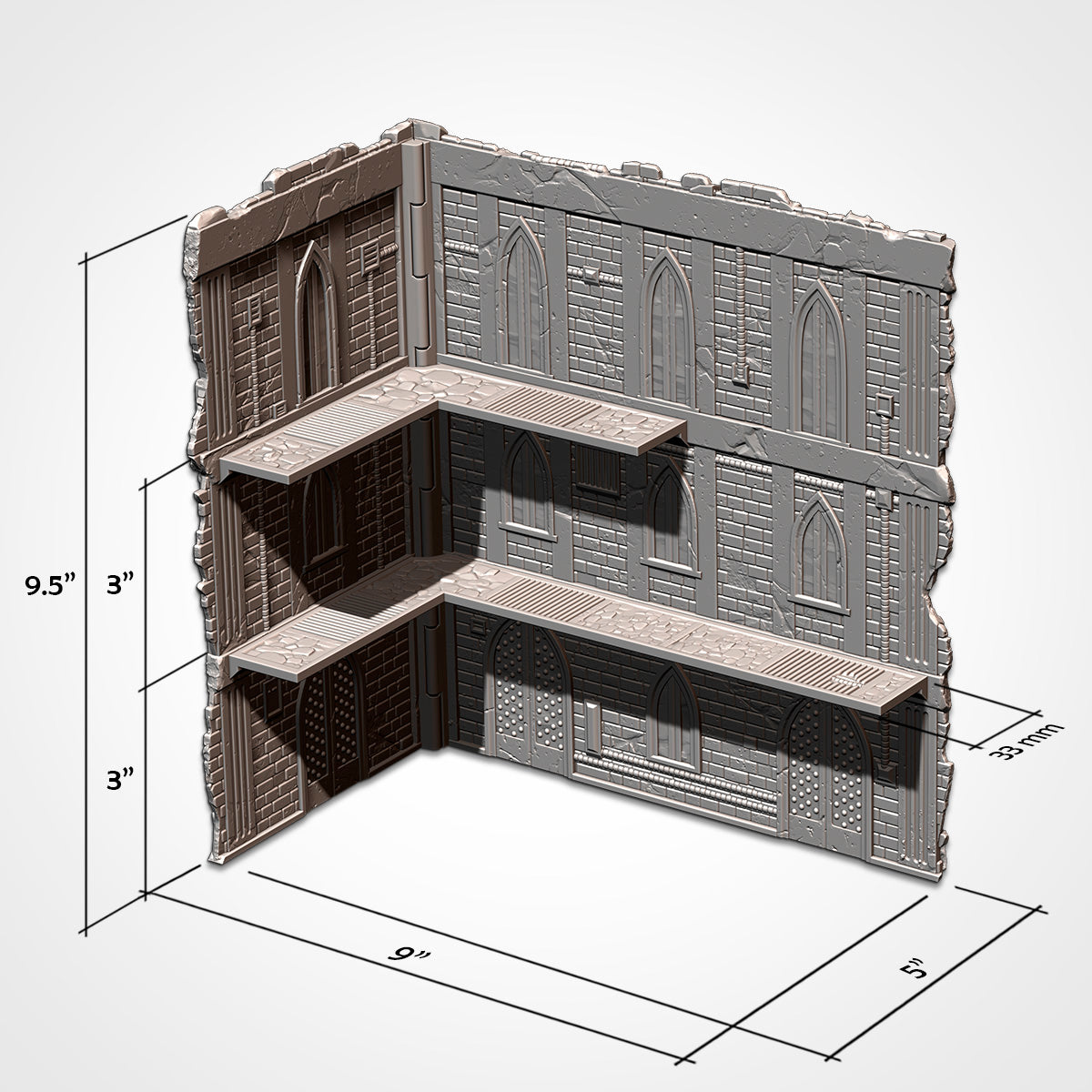 Cathedral Large Ruin | WTC Foldable Terrain | Grimdark Tabletop Scenery