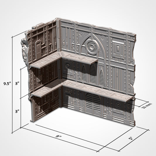 Industrial Large Ruin | WTC Foldable Terrain | Grimdark Tabletop Scenery