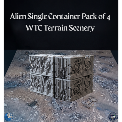 WTC Terrain Scenery packaging with alien single container pack of 4 on a dark background