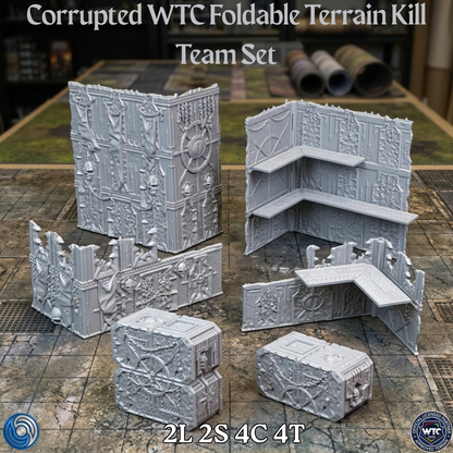 Corrupted WTC Skirmish Foldable Terrain Set on a gaming table