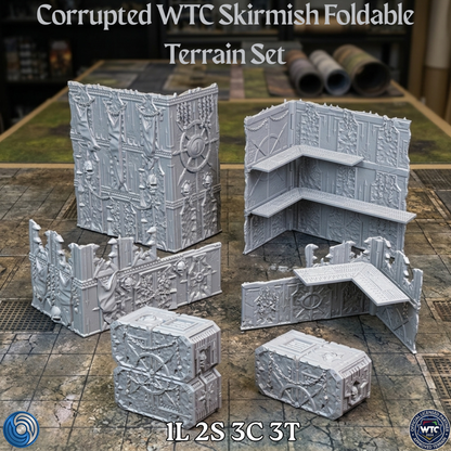 Corrupted WTC Skirmish Foldable Terrain Set on a gaming table