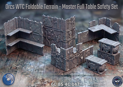 Orcs WTC Foldable Terrain set on a textured surface with a blurred background