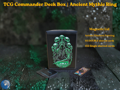 Glyphbound Calm Rune Riftbound Magnetic TCG Deck Box | HueForge Multi-Colour Art Panel | Green Calm Rune Edition | Compatible with Riftbound, Pokémon TCG, Yu-Gi-Oh! and MTG Draft | Holds 70 Double Sleeved Cards | UK Made by Origin·S Studio Rotherham | Gift for TCG Player