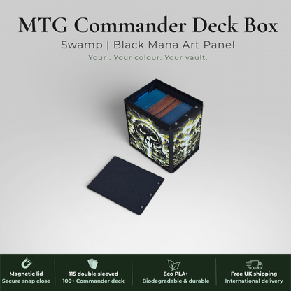 Black Mana MTG Commander Deck Box | Swamp Art Panel | EDH Vault | 115+ Double Sleeved | Magic the Gathering TCG