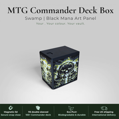 Black Mana MTG Commander Deck Box | Swamp Art Panel | EDH Vault | 115+ Double Sleeved | Magic the Gathering TCG