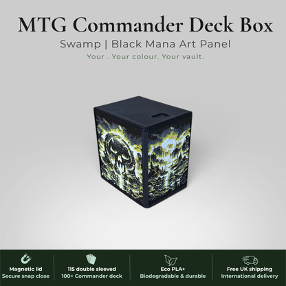 Black Mana MTG Commander Deck Box | Swamp Art Panel | EDH Vault | 115+ Double Sleeved | Magic the Gathering TCG
