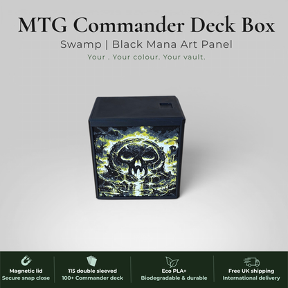 Black Mana MTG Commander Deck Box | Swamp Art Panel | EDH Vault | 115+ Double Sleeved | Magic the Gathering TCG