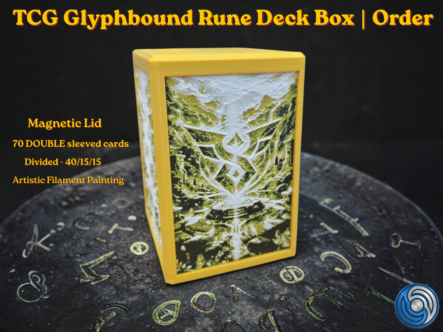 3D Printed Magnetic TCG Deck Box compatible with Pokémon TCG, Riftbound, Yu-Gi-Oh!, MTG Draft, One Piece TCG, Disney Lorcana | HueForge Art Panel | 70 Double Sleeved Cards | Premium Card Vault | UK Made | Gift for TCG Player