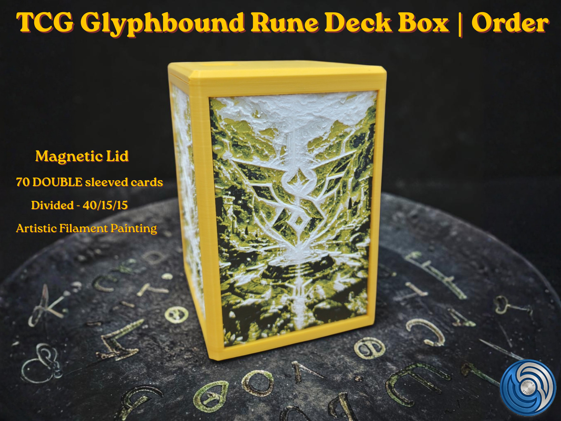3D Printed Magnetic TCG Deck Box compatible with Pokémon TCG, Riftbound, Yu-Gi-Oh!, MTG Draft, One Piece TCG, Disney Lorcana | HueForge Art Panel | 70 Double Sleeved Cards | Premium Card Vault | UK Made | Gift for TCG Player
