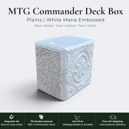 Plains MTG White Mana Deck Box | Commander EDH Vault | Magnetic Vault | 100+ Double Sleeved Cards | For Magic the Gathering