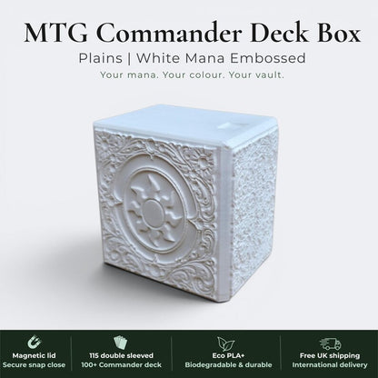 Plains MTG White Mana Deck Box | Commander EDH Vault | Magnetic Vault | 100+ Double Sleeved Cards | For Magic the Gathering