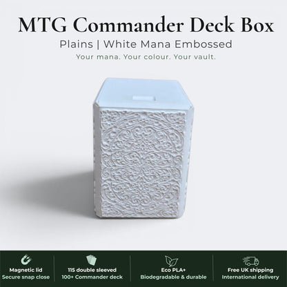 Plains MTG White Mana Deck Box | Commander EDH Vault | Magnetic Vault | 100+ Double Sleeved Cards | For Magic the Gathering