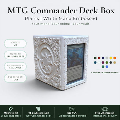 Plains MTG White Mana Deck Box | Commander EDH Vault | Magnetic Vault | 100+ Double Sleeved Cards | For Magic the Gathering
