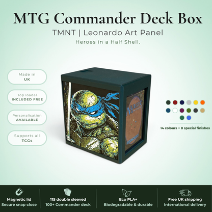 Leonardo TMNT MTG Deck Box | Mutant Ninja Turtles Commander EDH Vault | Magnetic | Magic the Gathering
