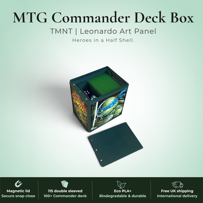 Leonardo TMNT MTG Deck Box | Mutant Ninja Turtles Commander EDH Vault | Magnetic | Magic the Gathering