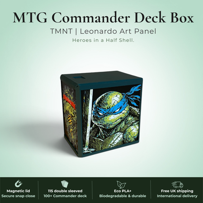 Leonardo TMNT MTG Deck Box | Mutant Ninja Turtles Commander EDH Vault | Magnetic | Magic the Gathering