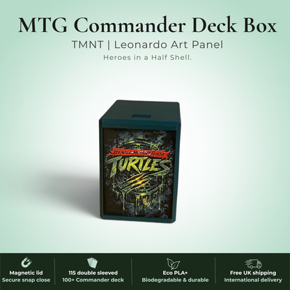 Leonardo TMNT MTG Deck Box | Mutant Ninja Turtles Commander EDH Vault | Magnetic | Magic the Gathering