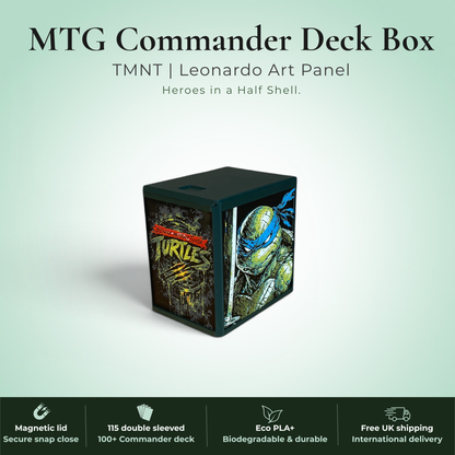 Leonardo TMNT MTG Deck Box | Mutant Ninja Turtles Commander EDH Vault | Magnetic | Magic the Gathering